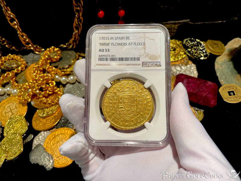 Spain 8 Escudos 1701 "Seville Mint" NGC 53 5