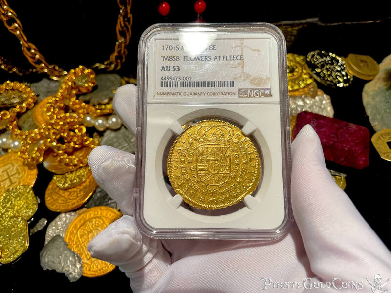 Spain 8 Escudos 1701 "Seville Mint" NGC 53 7