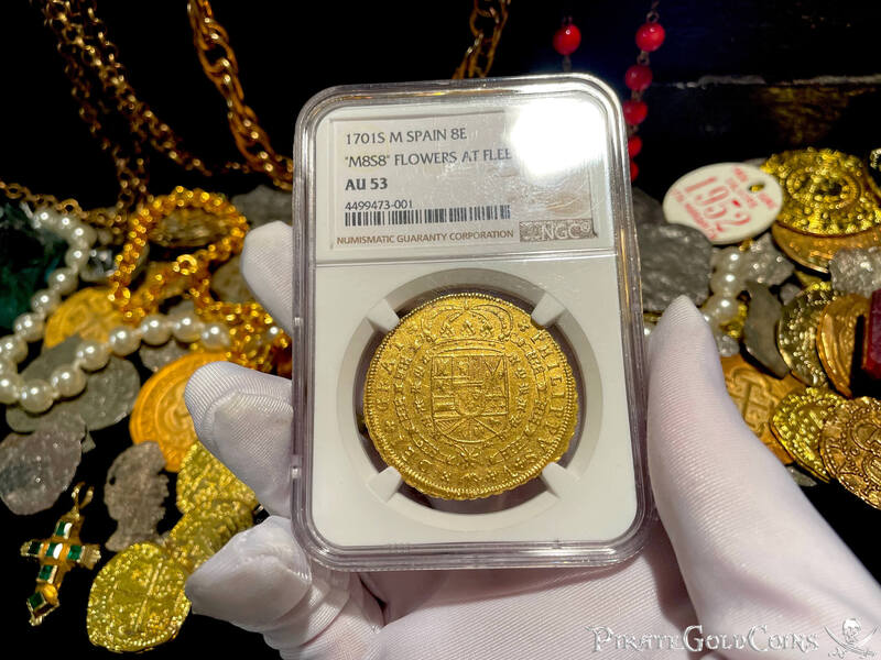 Spain 8 Escudos 1701 "Seville Mint" NGC 53 8