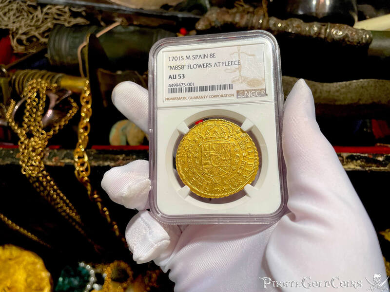 Spain 8 Escudos 1701 "Seville Mint" NGC 53 10