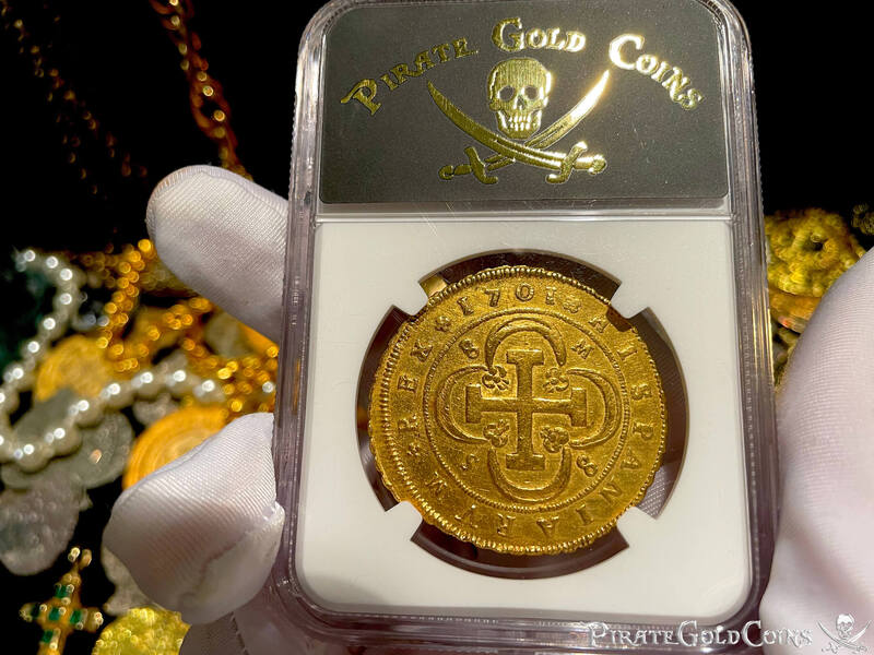 Spain 8 Escudos 1701 "Seville Mint" NGC 53