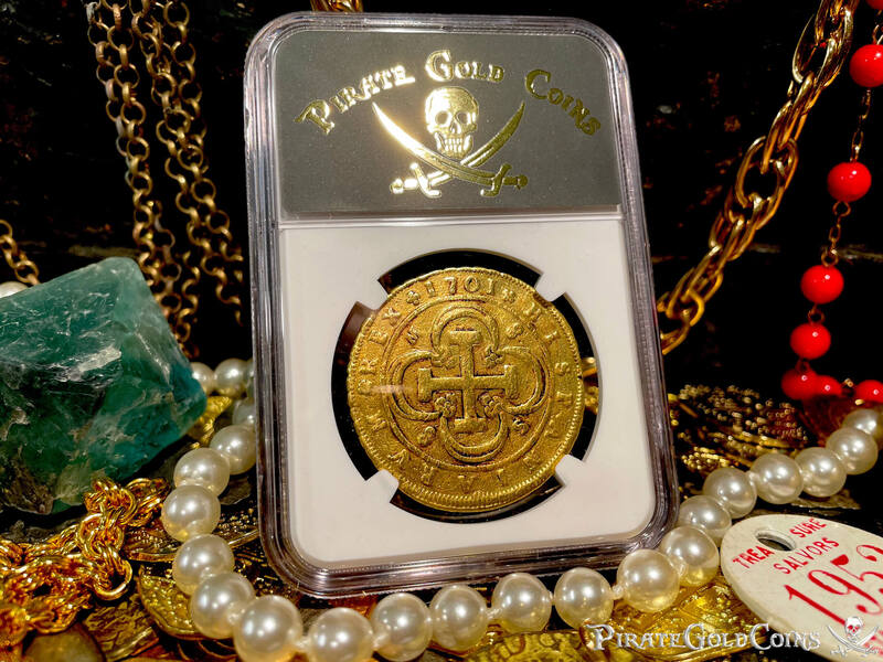 Spain 8 Escudos 1701 "1st Year Coin Type" NGC Dets 12