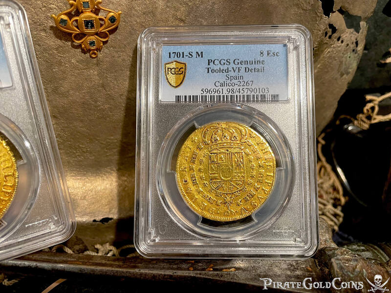 Spain 8 Escudos 1701 "Milled" PCGS VF 13