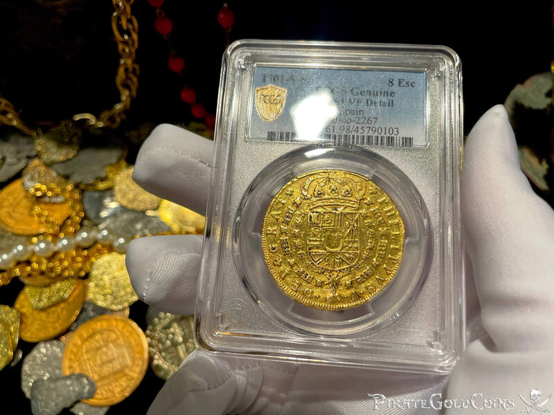Spain 8 Escudos 1701 "Milled" PCGS VF 21