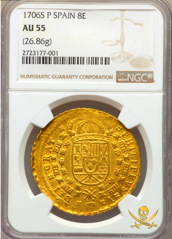 Spain 8 Escudos 1706 "Only 1 Known" NGC 55