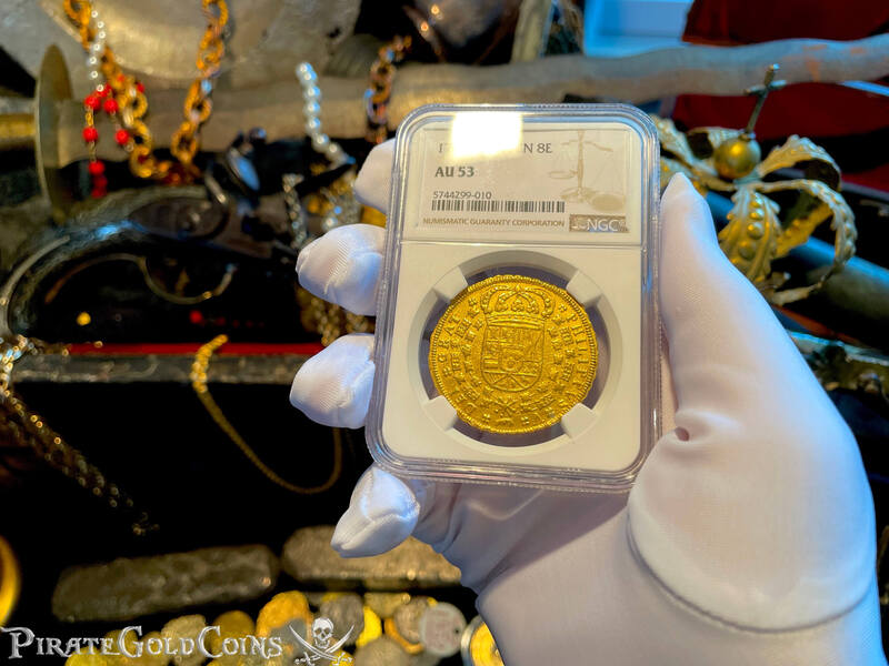 Spain 8 Escudos 1707 "Unique Only 1 Known!" NGC 53 2