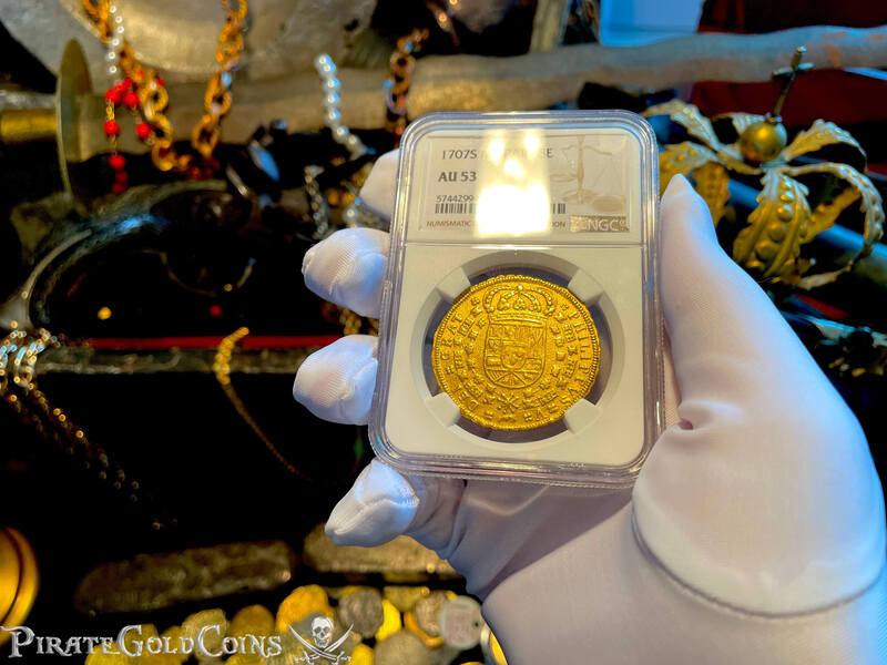 Spain 8 Escudos 1707 "Unique Only 1 Known!" NGC 53 3