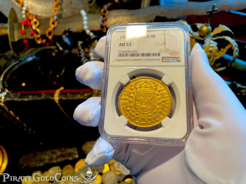Spain 8 Escudos 1707 "Unique Only 1 Known!" NGC 53 4