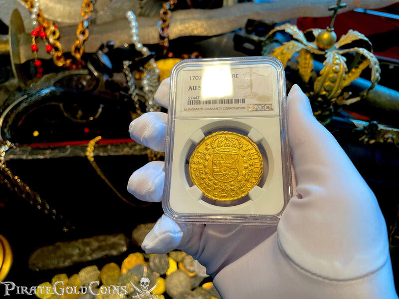 Spain 8 Escudos 1707 "Unique Only 1 Known!" NGC 53 6