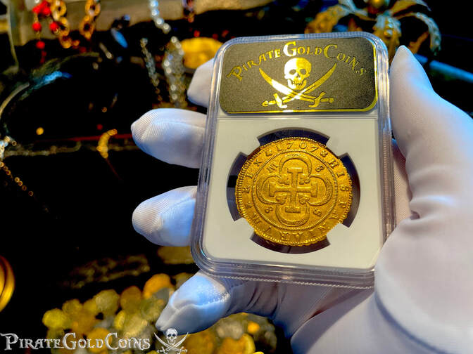 Spain 8 Escudos 1707 "Unique Only 1 Known!" NGC 53 8