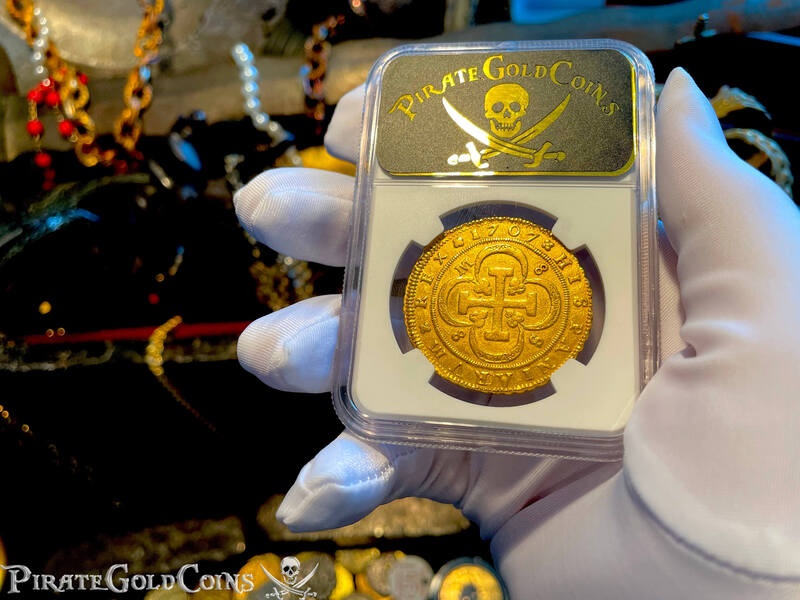 Spain 8 Escudos 1707 "Unique Only 1 Known!" NGC 53 9