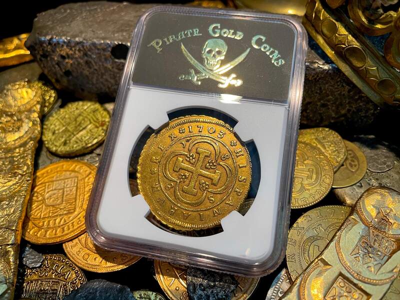 Spain 1703 8 Escudos "Full Date" NGC 55 15