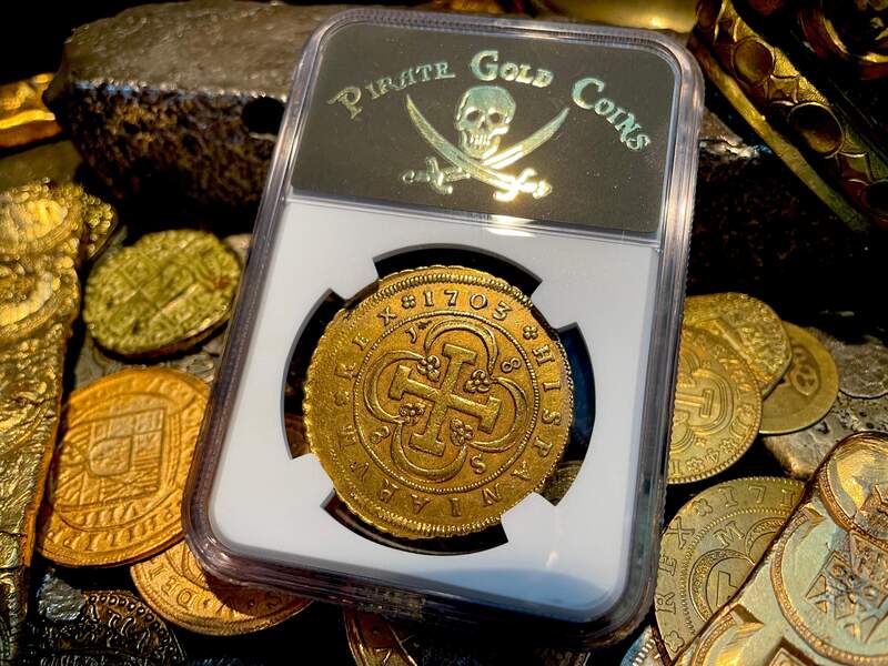 Spain 1703 8 Escudos "Full Date" NGC 55 16