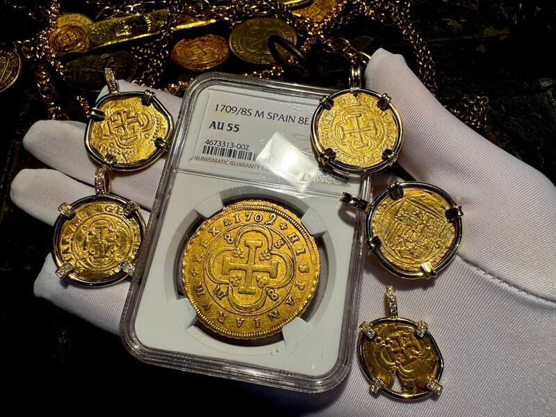 Spain 8 Escudos 1709/8 "Philip V" NGC 55 3