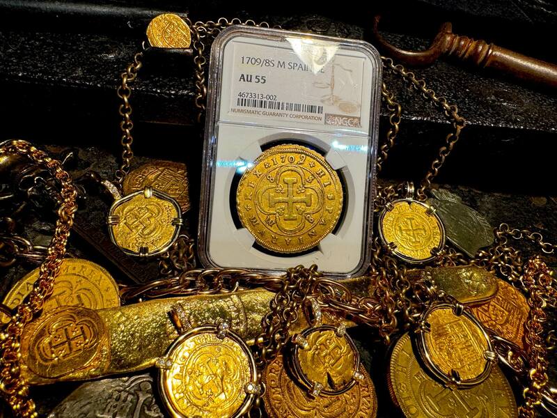 Spain 8 Escudos 1709/8 "Philip V" NGC 55 12