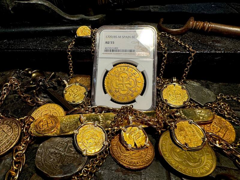 Spain 8 Escudos 1709/8 "Philip V" NGC 55 32