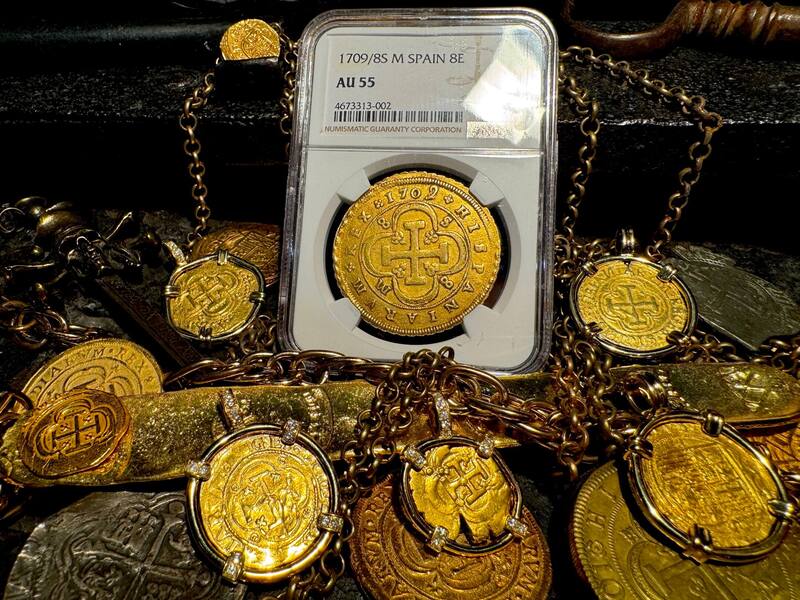 Spain 8 Escudos 1709/8 "Philip V" NGC 55 33