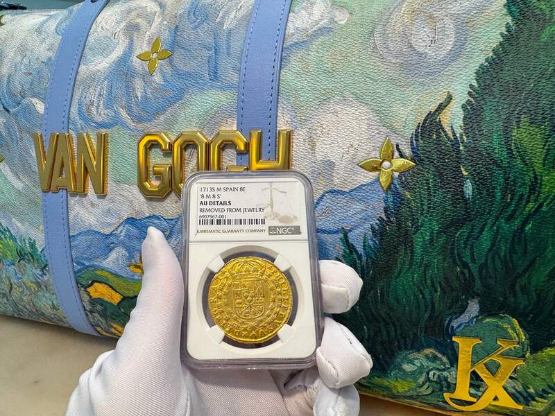 Spain 8 Escudos 1713 "1 of 8 Known" NGC AU 44