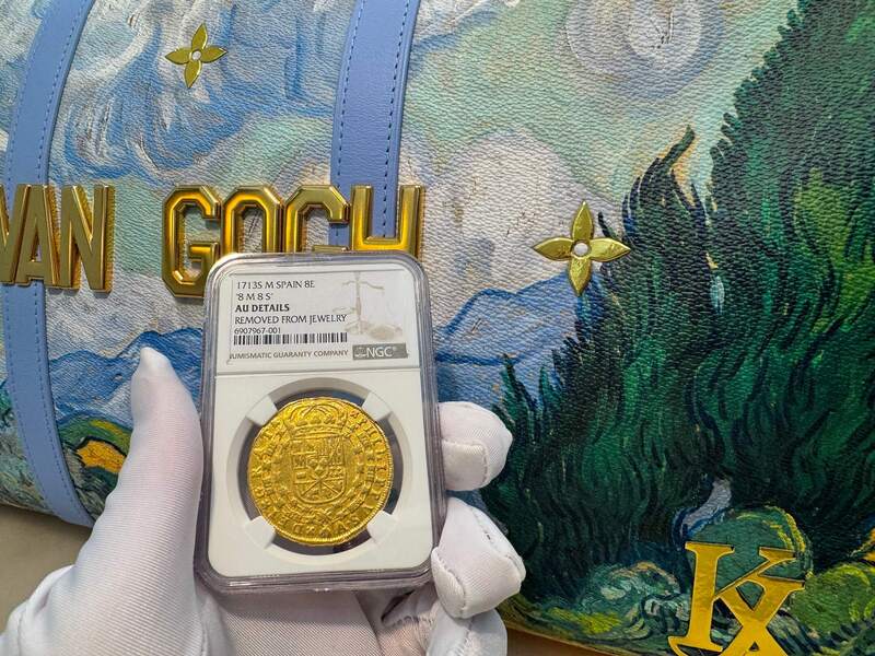 Spain 8 Escudos 1713 "1 of 8 Known" NGC AU 45