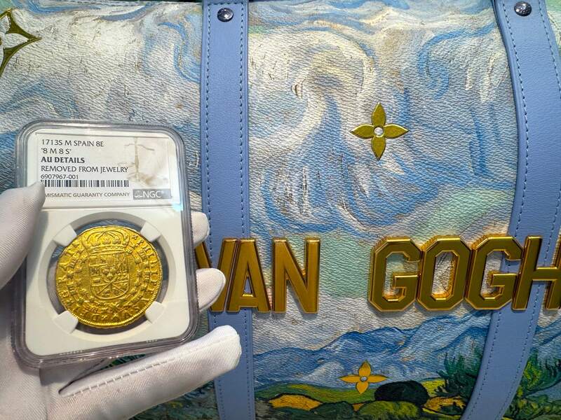 Spain 8 Escudos 1713 "1 of 8 Known" NGC AU 46