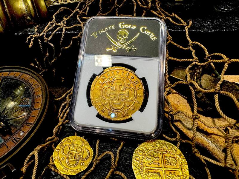 Spain 8 Escudos 1715 "Year of the Fleet" NGC 20 22
