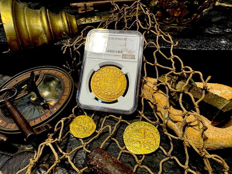 Spain 8 Escudos 1715 "Year of the Fleet" NGC 20 20