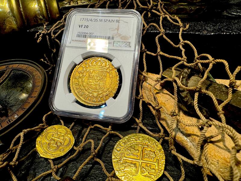 Spain 8 Escudos 1715 "Year of the Fleet" NGC 20 19