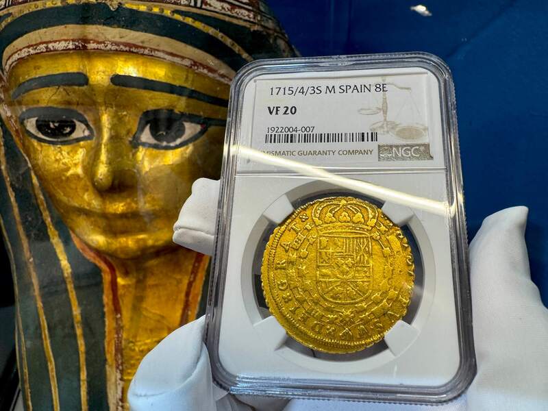 Spain 8 Escudos 1715 "Year of the Fleet" NGC 20 9