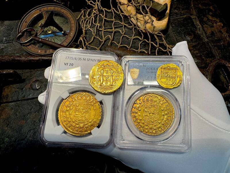 Spain 8 Escudos 1715 "Year of the Fleet" NGC 20 13