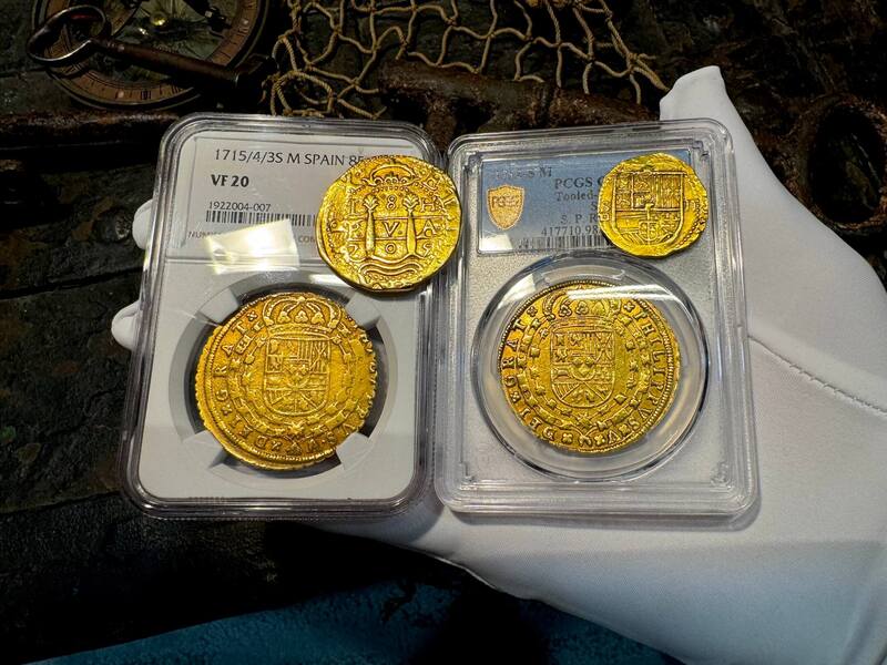 Spain 8 Escudos 1715 "Year of the Fleet" NGC 20 14