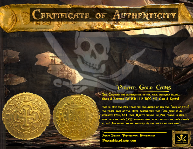 Spain  8 Escudos  1715  "Only 2 Known- Year of the Fleet"  NGC 58 7