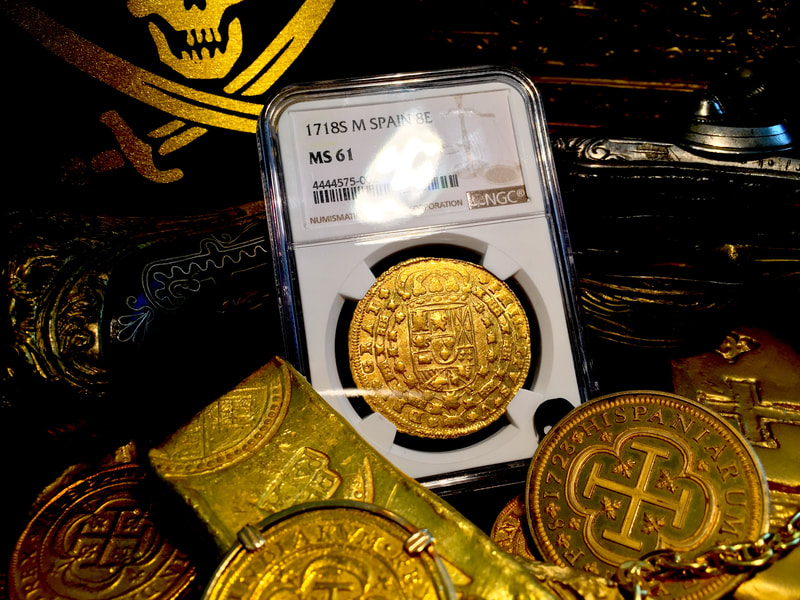 Spain  8 Escudos  1718  "Only 1 Known"  NGC 61  Gold Doubloon 5