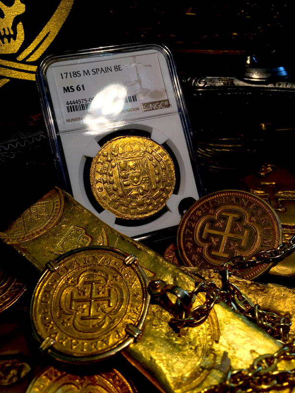 Spain  8 Escudos  1718  "Only 1 Known"  NGC 61  Gold Doubloon 7
