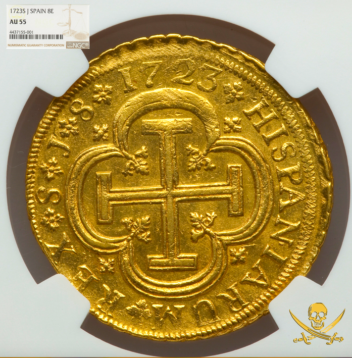 Spain  8 Escudos  1723  "Only 3 Known- Full 4 Digit Date"  NGC 55