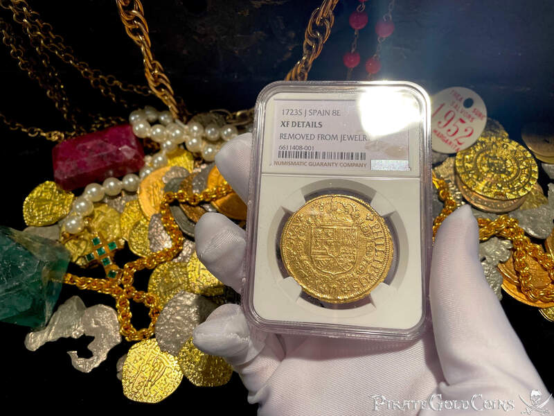 Spain 8 Escudos 1723 "Great Pendant" NGC XF 2