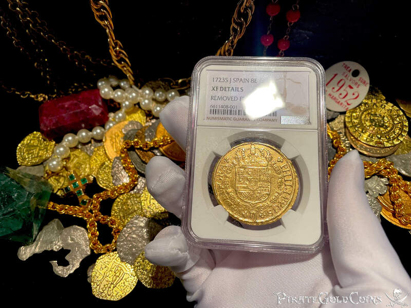 Spain 8 Escudos 1723 "Great Pendant" NGC XF 3