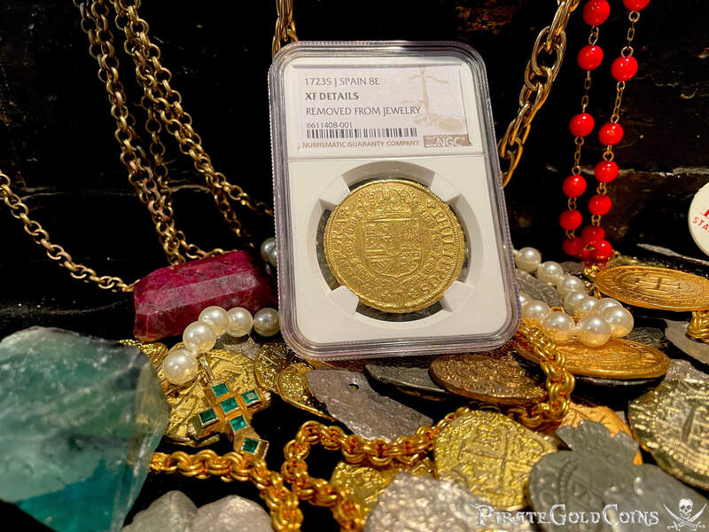 Spain 8 Escudos 1723 "Great Pendant" NGC XF 10