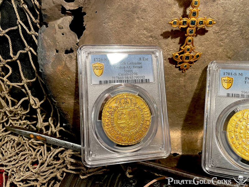 Spain 8 Escudos 1726 "Rare Date" NGC AU 9