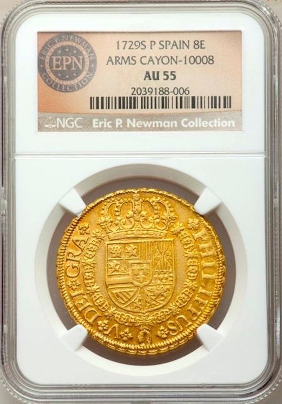 Spain 8 Escudos 1729 NGC 53 Only 1 Known