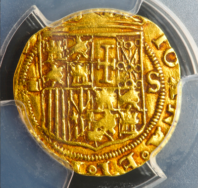 Spain  1 Escudo  1504-55  "Charles V"  PCGS XF Dets  Cross of Jerusalem 3
