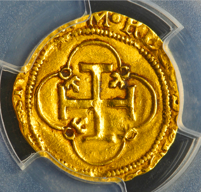 Spain  1 Escudo  1504-55  "Charles V"  PCGS XF Dets  Cross of Jerusalem 5
