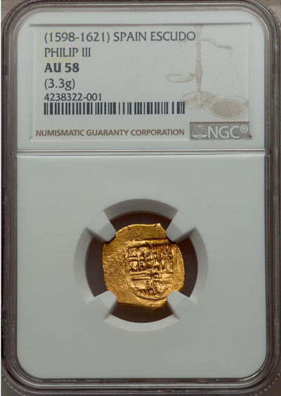 Spain  1 Escudo  1598-1621  "Philip III"  NGC 58  Gold Doubloon Coin 3