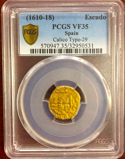 Spain  1 Escudo  1610 - 18  "Atocha Era"  Philip III  PCGS 35 2