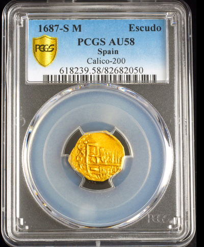 Spain  1 Escudo  Dated 1687 PCGS 58 3