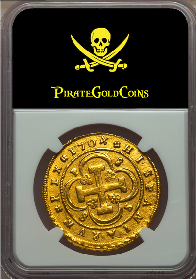Spain  8 Escudos  1704  "Only 3 Known!"  NGC 61  Gold Doubloon 12