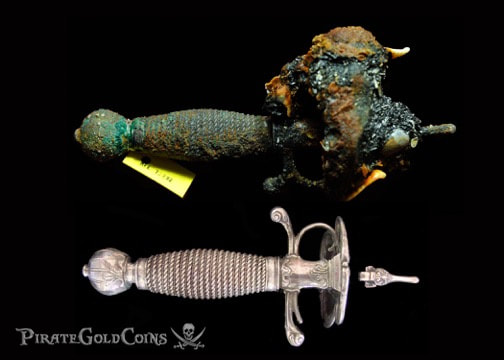 1715 Fleet Shipwreck Silver Sword Handle Queen's Jewels 2