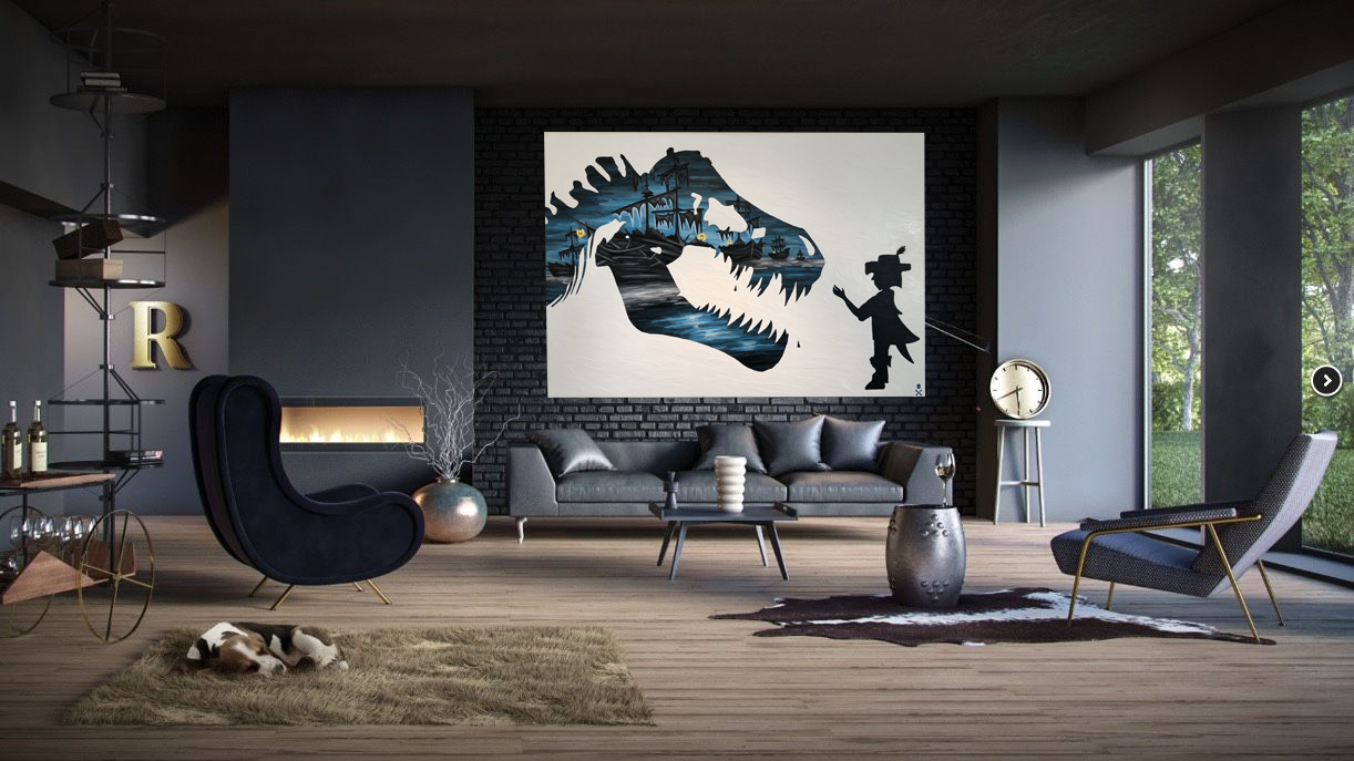 Treasure Paintings by JR Bissell  "Dare to DREAM." T-Rex & Pirate Kid 9