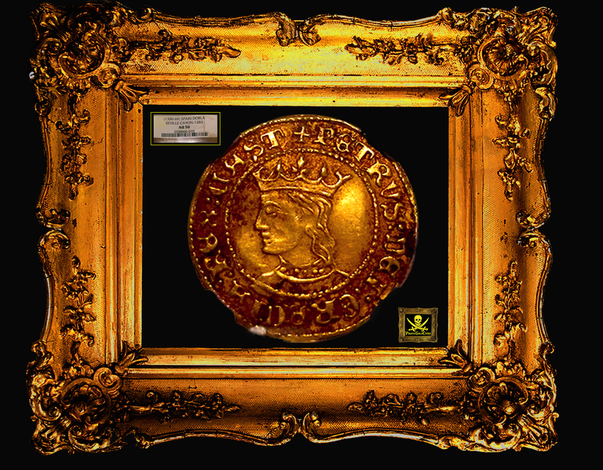 SPAIN 1350 DOBLA "KING PEDRO I (PETER)" SEVILLE MINT NGC 50 !