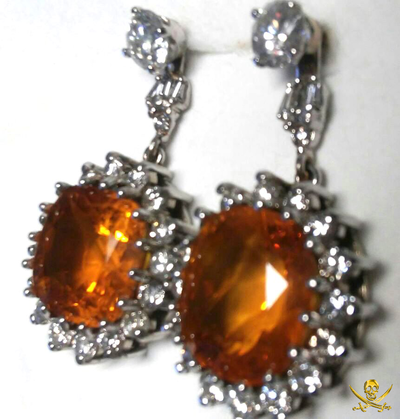 Orange Sapphire 21ct Oval Earring w/ Diamonds GIA Pirate Gold Coins Jewelry 4